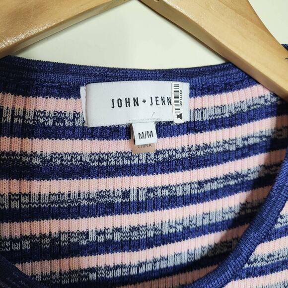 John & Jenn Long Sleeve Ribbed-Knit Striped Sweater - Stripes - Blue Multi - Picture 8 of 9